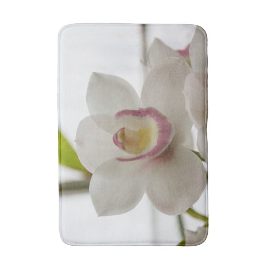 Witte en roze orchidee badmat (Voorkant Verticaal)
