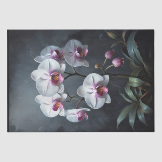 Witte en Roze Orchideeën Decoupage Tissuepapier (Voorkant)