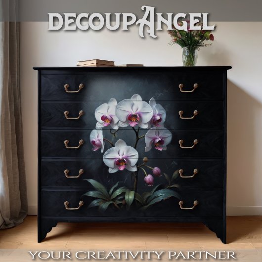 Witte en Roze Orchideeën Decoupage Tissuepapier