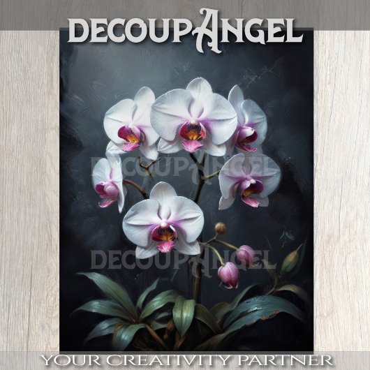 Witte en Roze Orchideeën Decoupage Tissuepapier