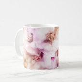 Witte en Roze Orchideeën – Elegante Bloemen Koffiemok (Voorkant links)