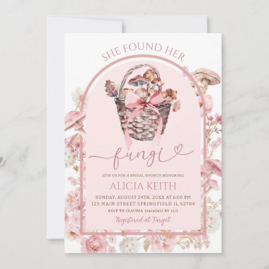 Witte en roze paddenstoel Vrijgezellenfeest Kaart (Voorkant)