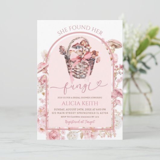 Witte en roze paddenstoel Vrijgezellenfeest Kaart (Staand voorkant)