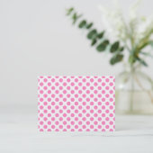 Witte en roze polka stippen visitekaartje (Staand voorkant)