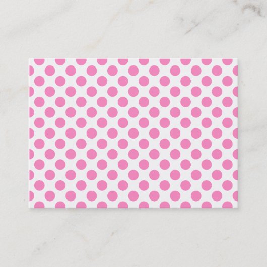 Witte en roze polka stippen visitekaartje (Voorkant)