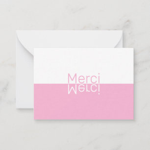 Witte en roze reflectie Modern Frans Dank je Notitiekaartje