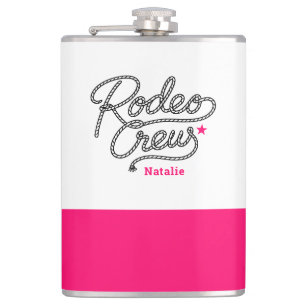 Witte en Roze Rodeo Crew Westerse Bachelorette Heupfles