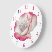 Witte en roze roos - pastel art grote klok (Hoek)