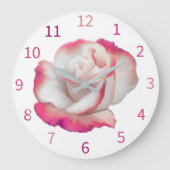 Witte en roze roos - pastel kunst grote klok (Voorkant)