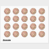 Witte en roze roos ronde sticker (Vel)