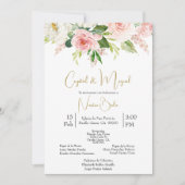 Witte en Roze Roze bruiloft uitnodiging in het Spa (Voorkant)