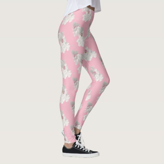 Witte en roze roze roze floraal leggings (Rechts)