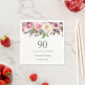 Witte en roze rozen Elegant Custom 90th Birthday Servet (Insitu)