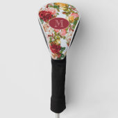 Witte en Roze Rozen Floral Custom Monogram Golfheadcover (Voorkant)