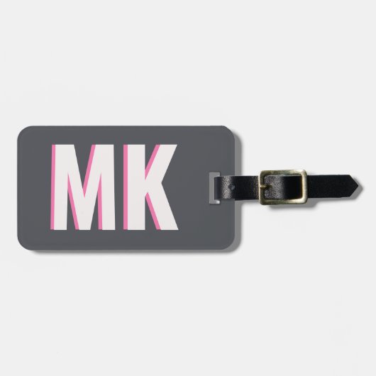 Witte en Roze Schaduw Monogram bruidsmeisje voorde Bagagelabel (Voorkant horizontaal)