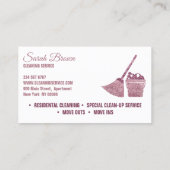 Witte en roze schoonmaakmaden Janitoriale spargel Visitekaartje (Achterkant)