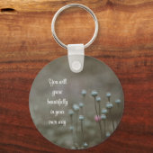 Witte en roze Sleutelhanger van bloemen (Voorkant)