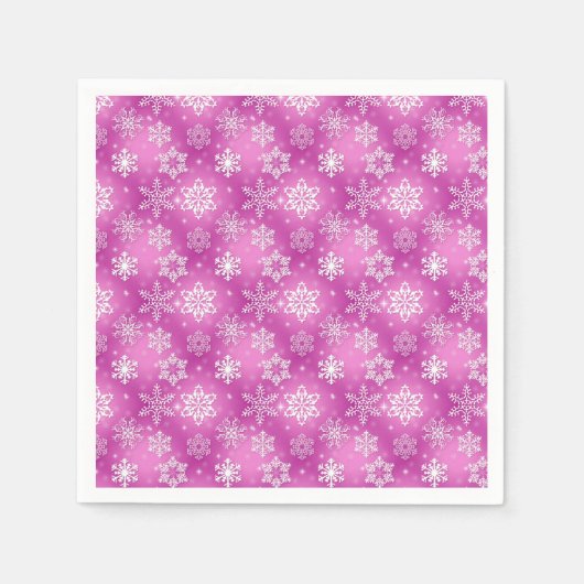 Witte en roze sneeuwvlokpatroon servet (Voorkant)