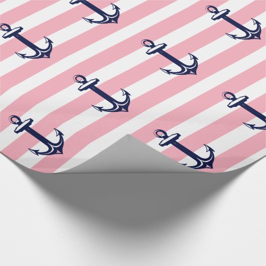 Witte en roze strepen blauw, buisje cadeaupapier (Hoek)