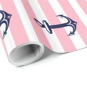 Witte en roze strepen blauw, buisje cadeaupapier (Rol Hoek)