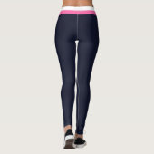 Witte en roze strepen donkerblauwe moderne sport leggings (Achterkant)