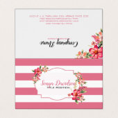 Witte en roze strepen visitekaartje (Buitenkant ongevouwen)