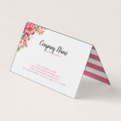 Witte en roze strepen visitekaartje (Achterkant)