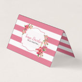 Witte en roze strepen visitekaartje (Voorkant)
