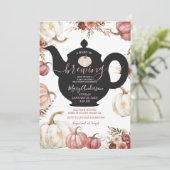 Witte en Roze Tea Party Pumpkin Baby is brouwen Kaart (Staand voorkant)