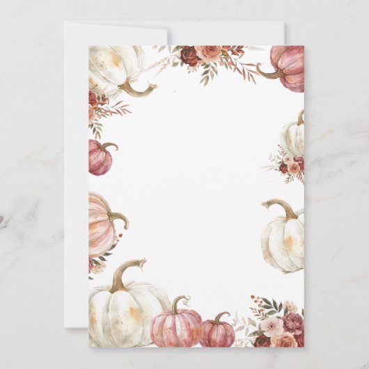 Witte en Roze Tea Party Pumpkin Baby is brouwen Kaart (Achterkant)