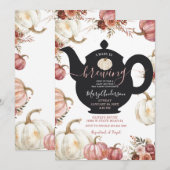 Witte en Roze Tea Party Pumpkin Baby is brouwen Kaart (Voorkant / Achterkant)