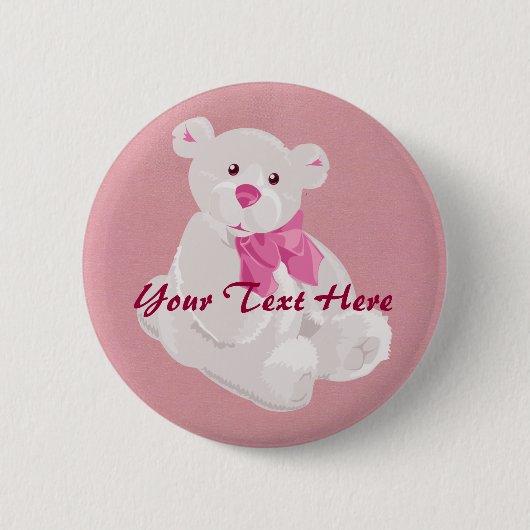 Witte en Roze Teddy Button (Voorkant)