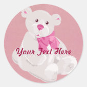Witte en Roze Teddybeer Stickers (Voorkant)