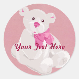 Witte en Roze Teddybeer Stickers