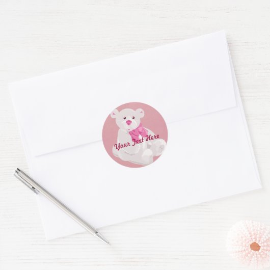 Witte en Roze Teddybeer Stickers (Envelop)
