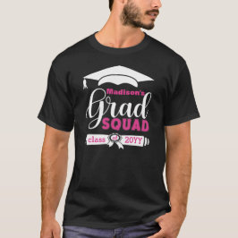 Witte en roze tekst Aangepast Mannen zwart Afstude T-shirt