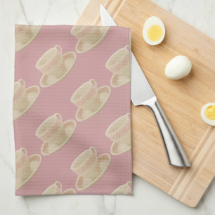 Witte en roze theedoek
