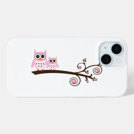Witte en roze thema Owl Case-Mate iPhone Case (Achterkant (horizontaal))
