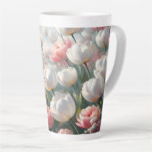 Witte en Roze Tulp Latte Mok 0,35 en 0,5 l (Rechterhoek)
