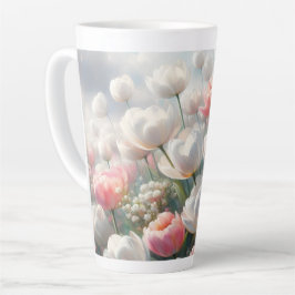 Witte en Roze Tulp Latte Mok 0,35 en 0,5 l