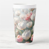 Witte en Roze Tulp Latte Mok 0,35 en 0,5 l (Voorkant)