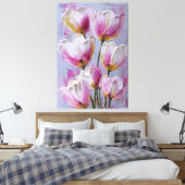 Witte en Roze Tulp Textuur Abstracte Wandkunst Canvas Afdruk (Insitu (Slaapkamer))