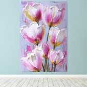 Witte en Roze Tulp Textuur Abstracte Wandkunst Canvas Afdruk (Insitu (Houten vloer))