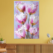 Witte en Roze Tulp Textuur Abstracte Wandkunst Canvas Afdruk (Insitu (Woonkamer))