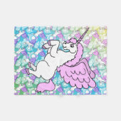 Witte en Roze Unicorn Fleece Deken (Voorkant (Horizontaal))