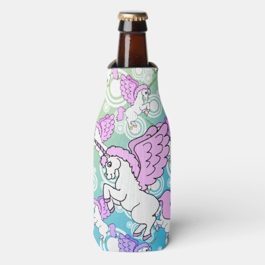Witte en Roze Unicorn Flesjeskoeler (Fles Voorkant)