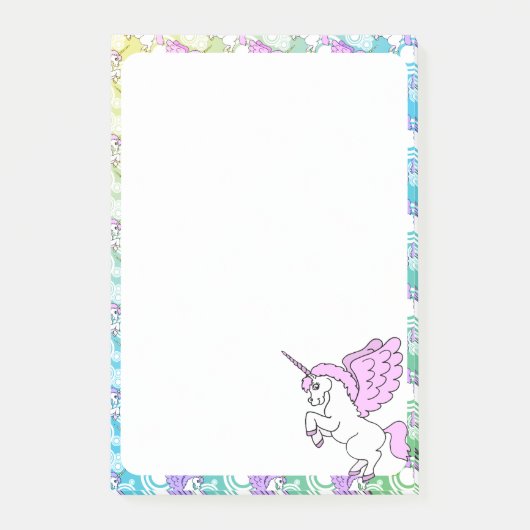 Witte en Roze Unicorn Post-it® Notes (Voorkant)
