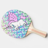 Witte en Roze Unicorn Tafeltennisbatje (Zijkant)