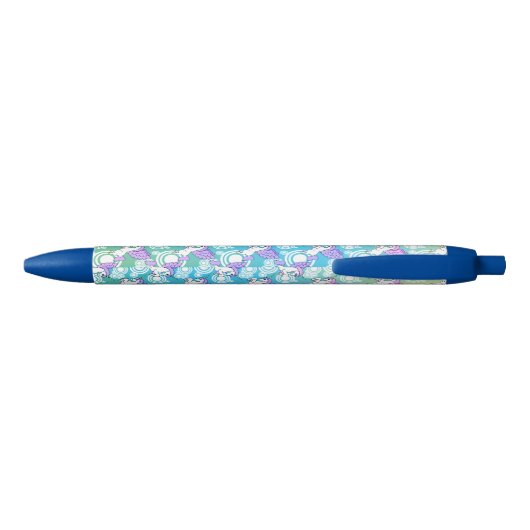 Witte en Roze Unicorn Zwarte Inkt Pen (Achterkant)