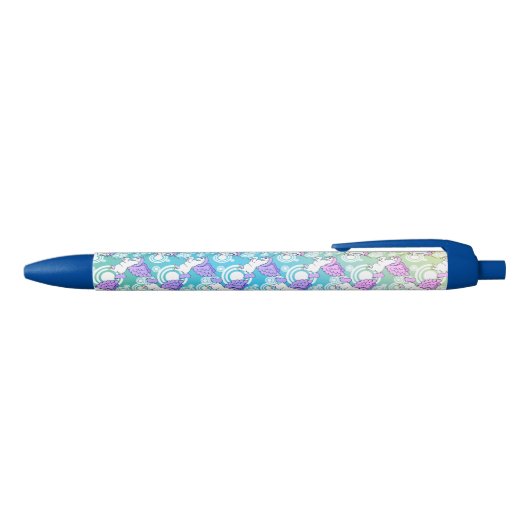 Witte en Roze Unicorn Zwarte Inkt Pen (Bovenkant)